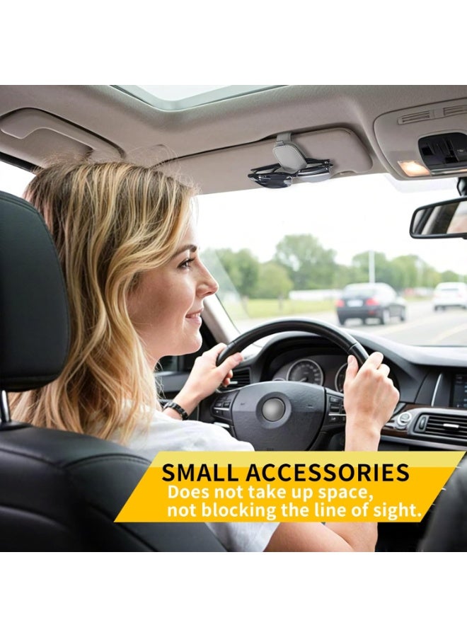 طقم 2 قطعة حامل نظارات للسيارة – حامل نظارات مغناطيسي من الجلد ومشبك بطاقة، إكسسوارات لوحة الشمس للسيارة (فضي رمادي) - Image 5